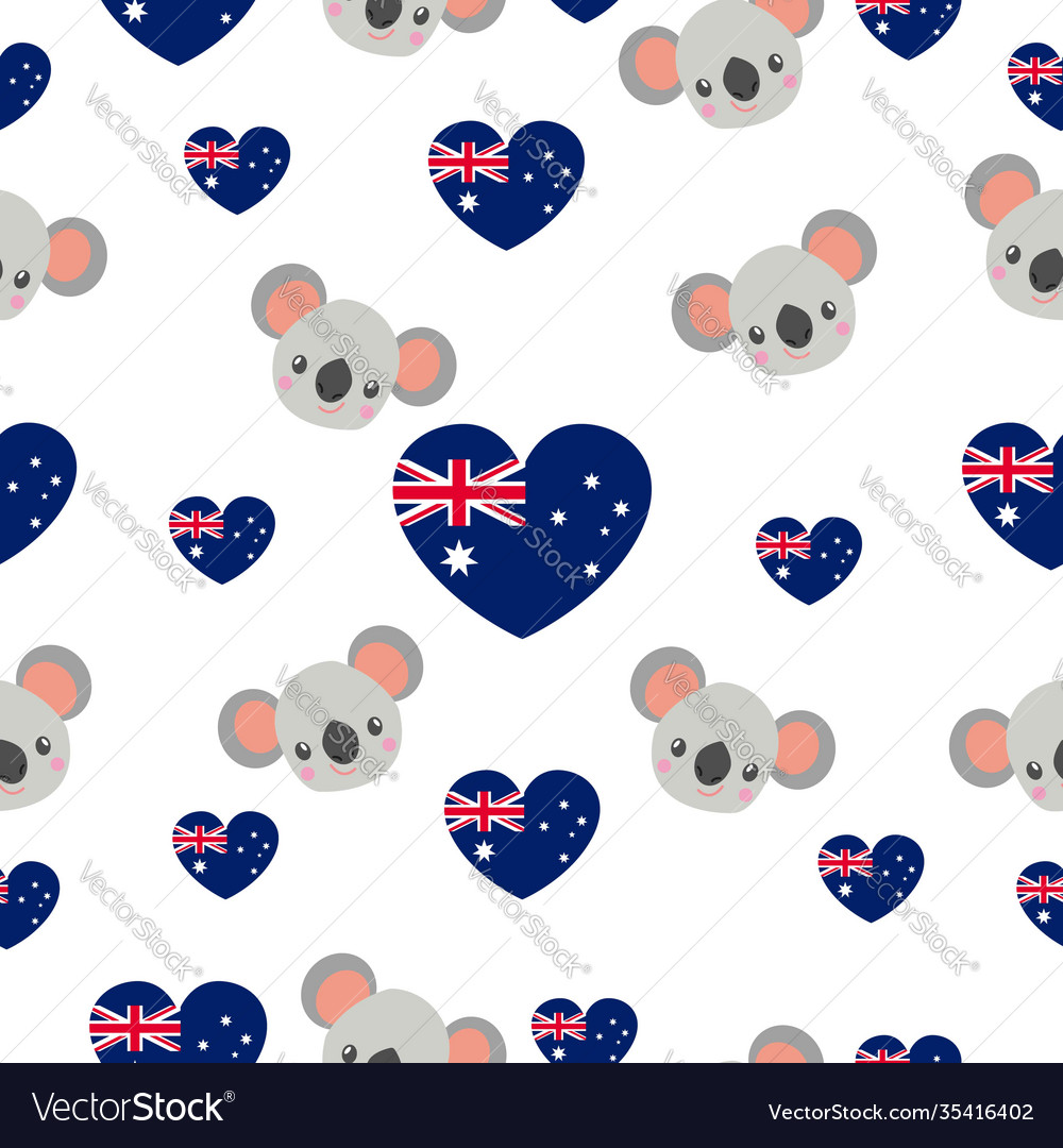 Seamless pattern baby koala head smiling cartoon