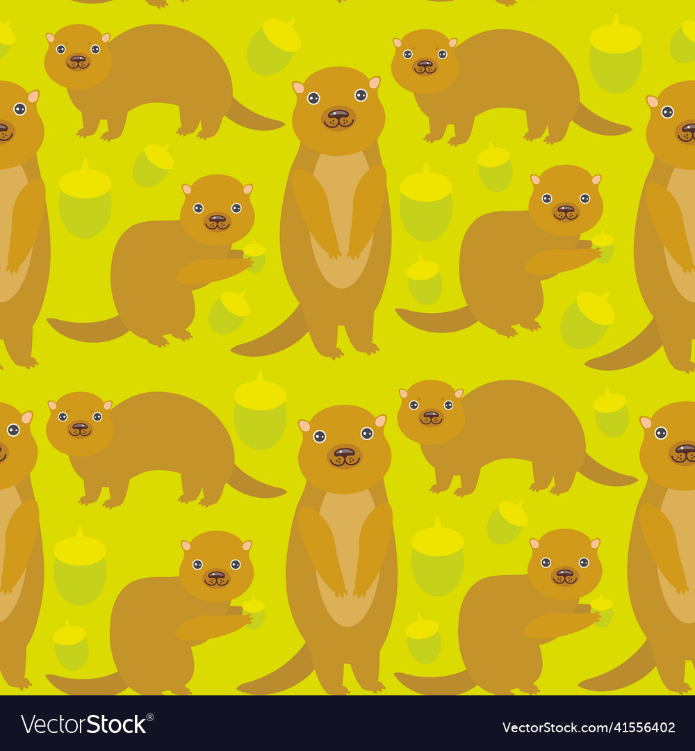 Seamless pattern set of funny gopher ground vector image Seamless pattern set of funny gopher ground