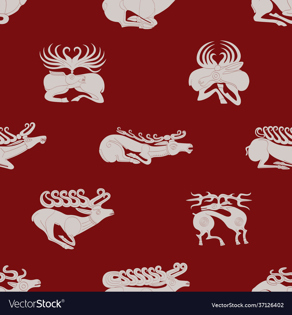 Seamless pattern with ancient scythian art