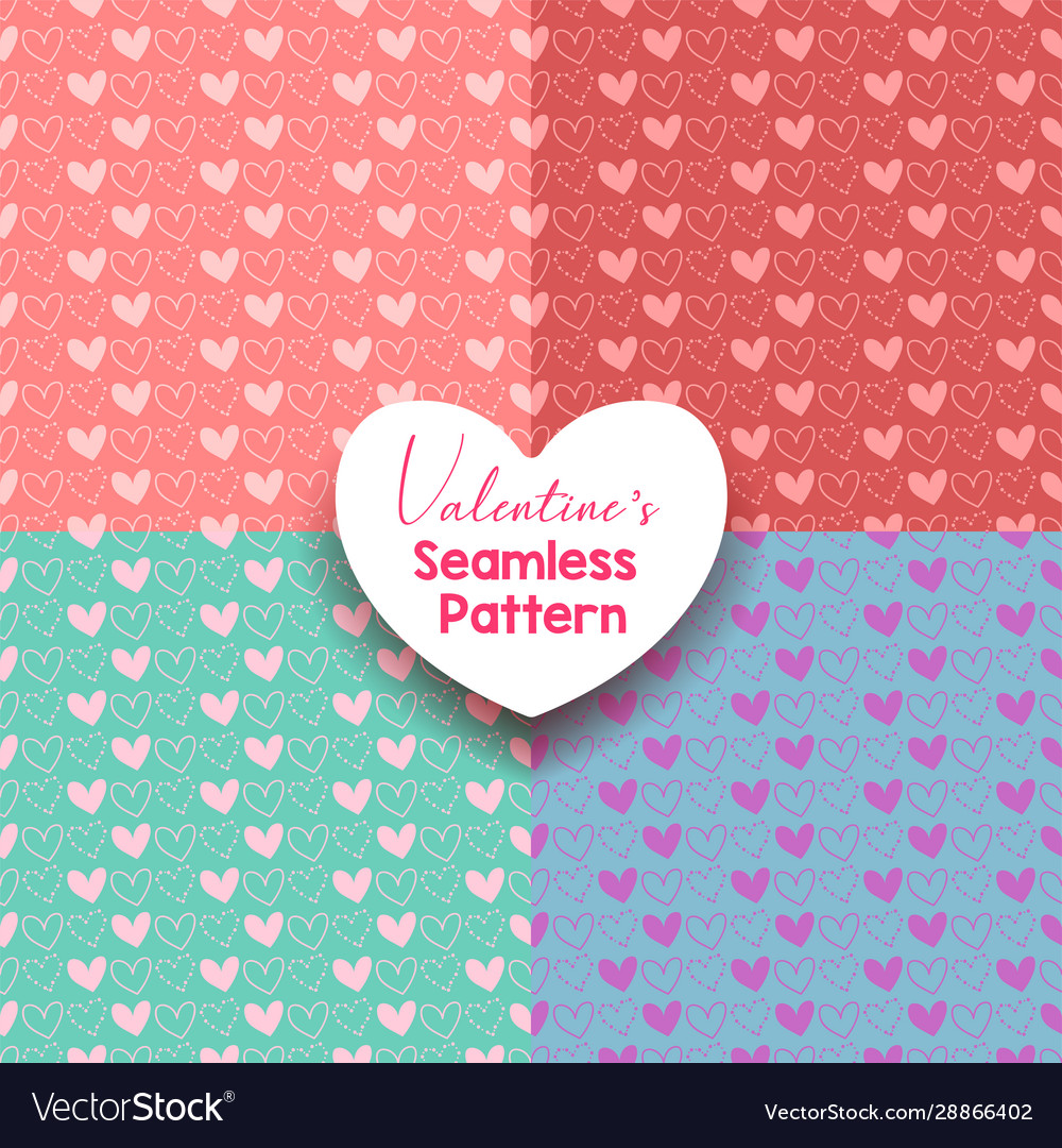 Set abstract heart seamless pattern background