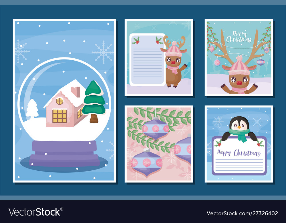 Set cards merry christmas