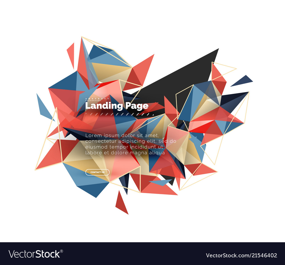 Triangular design abstract background landing vector image Triangular design abstract background landing