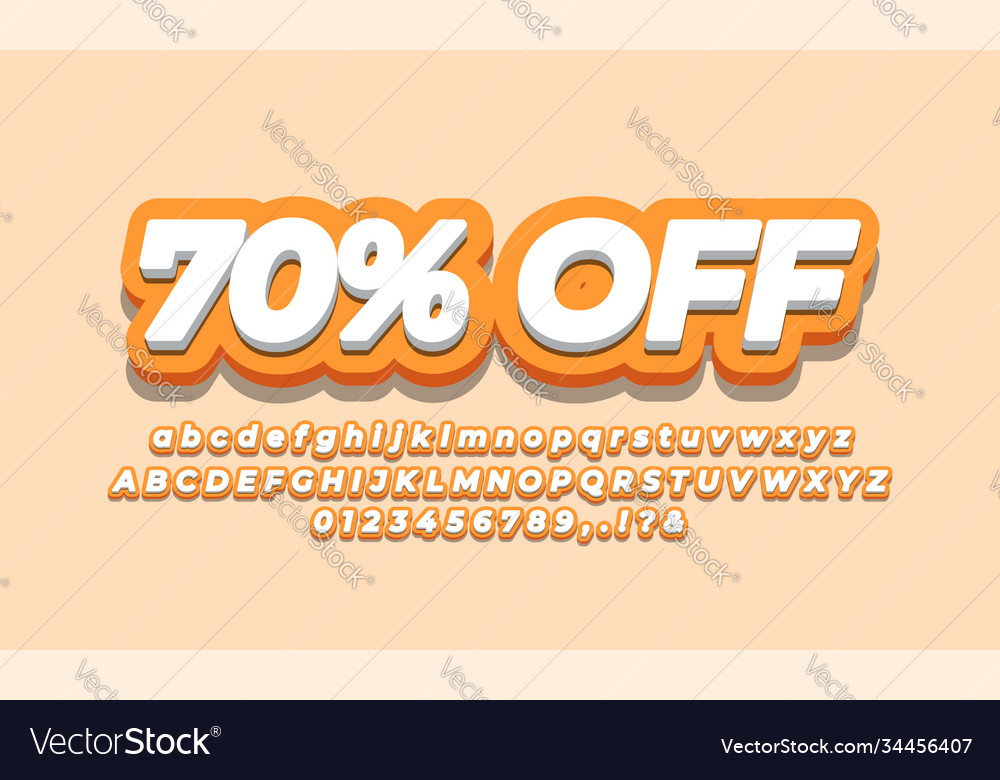 70 Prozent Verkauf Rabatt Promotion text 3d orange