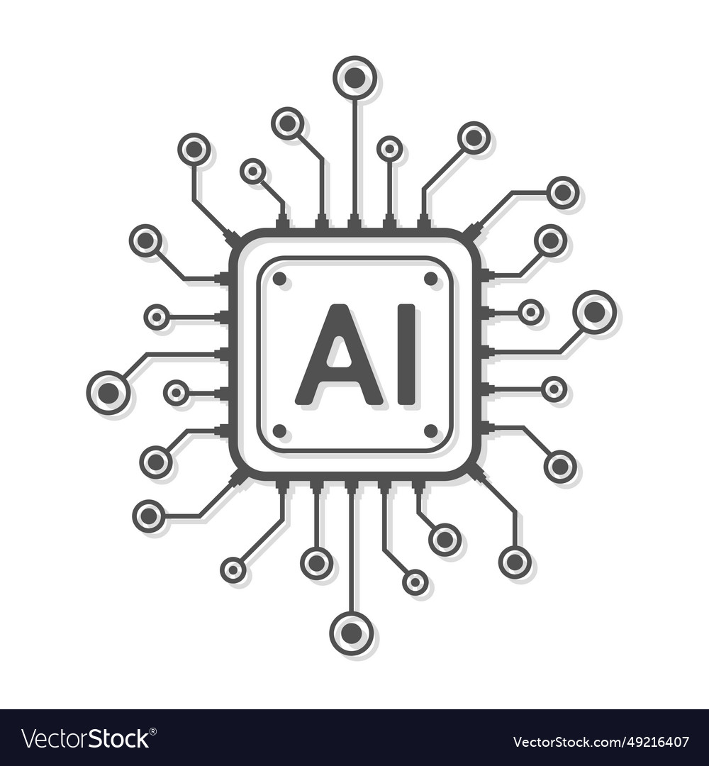 Artificial intelligence circuit line style vector image Artificial intelligence circuit line style