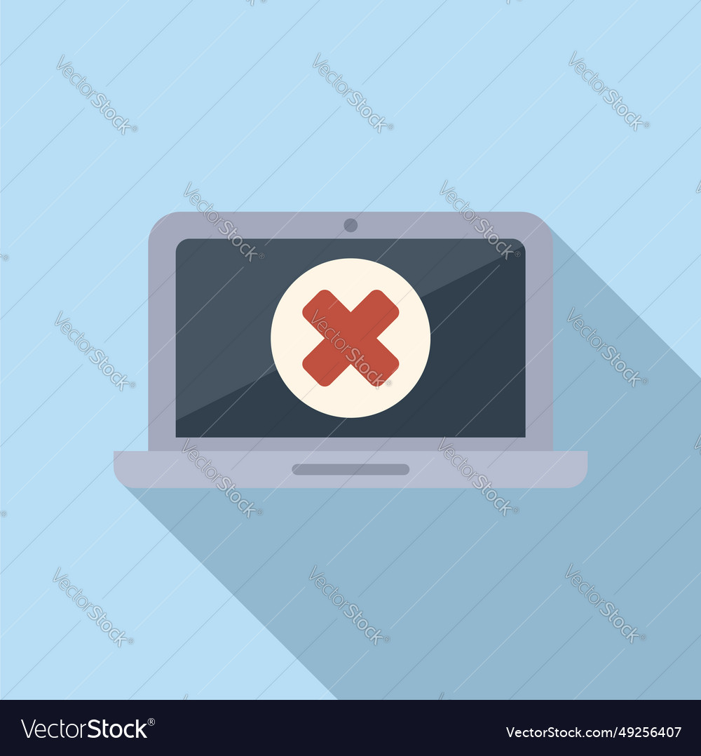 Broken laptop icon flat button tool error Vector Image