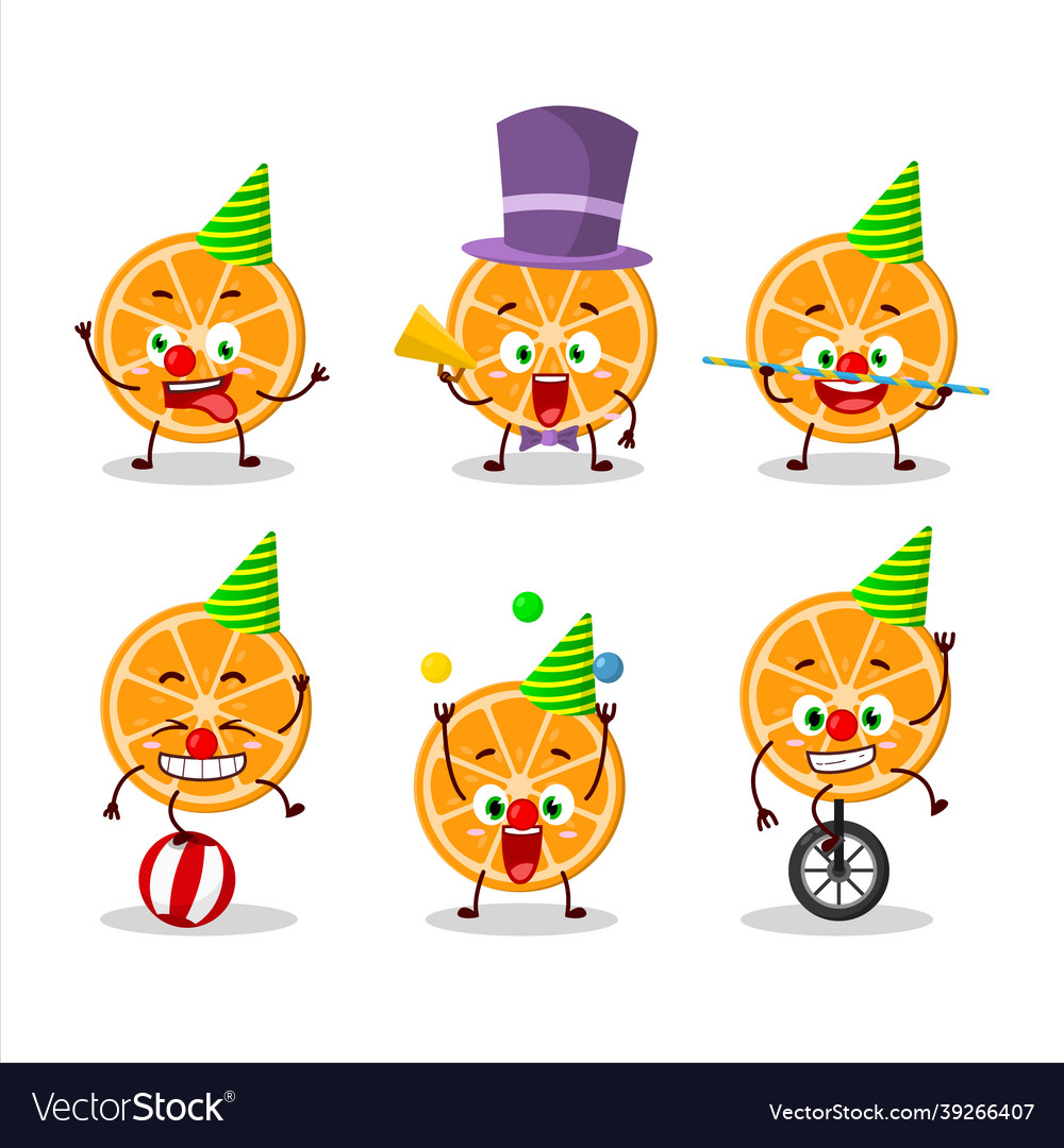 Cartoon character of slice orange with various