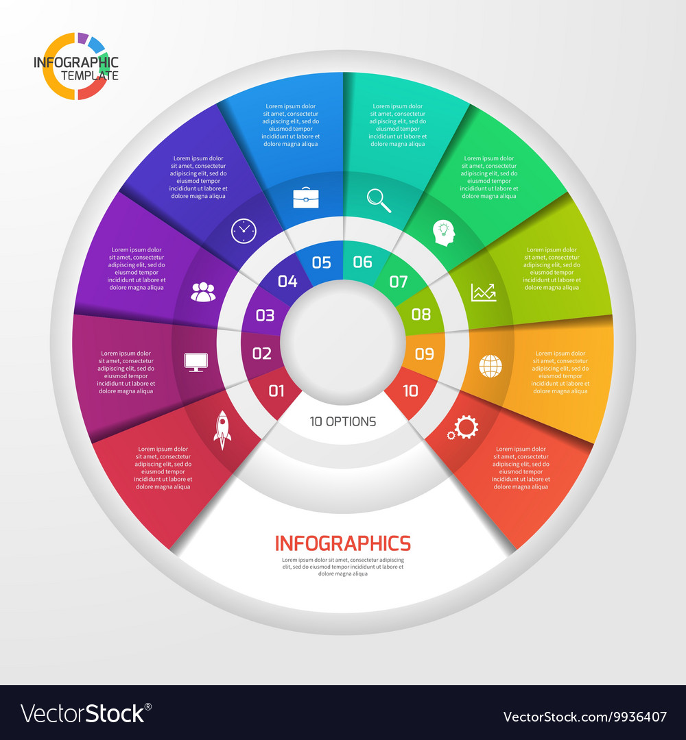 Circle Infographic Template 10 Options Royalty Free Vector