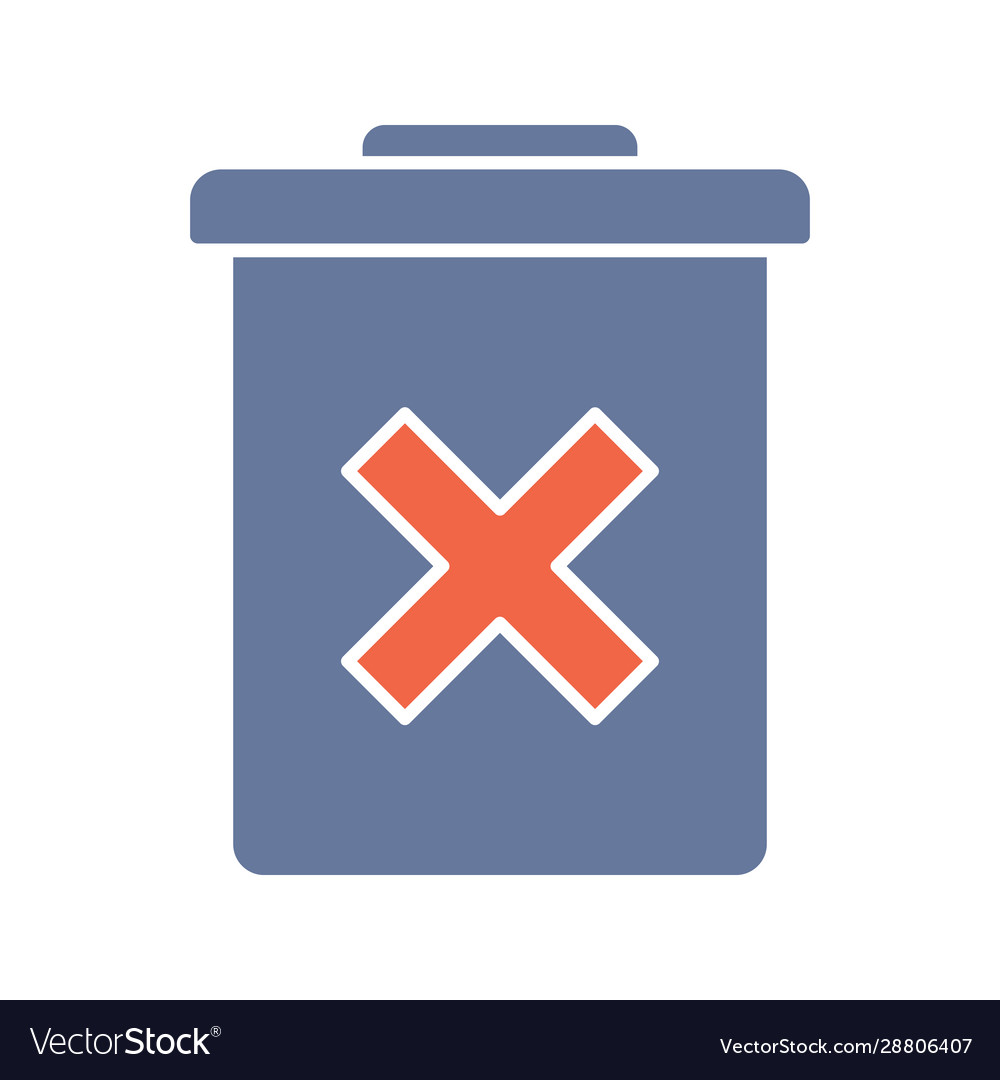 Delete forever button glyph color icon vector image Delete forever button glyph color icon