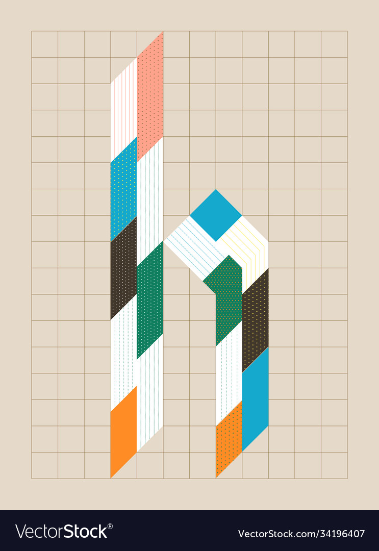 Geometric Grid Letter H