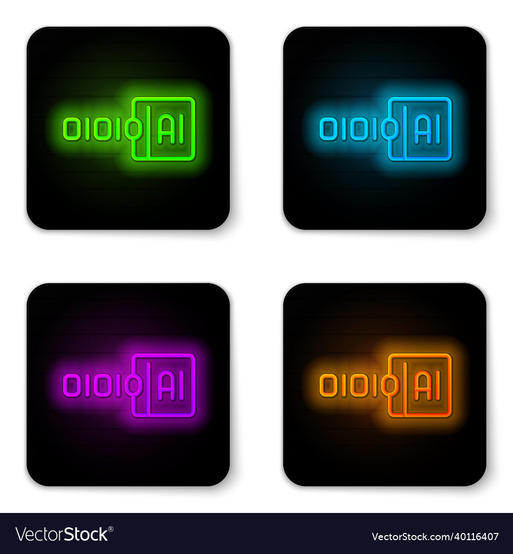 Glowing neon line binary code icon isolated vector image Glowing neon line binary code icon isolated