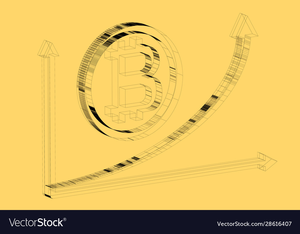 Growing chart bitcoin coin blockchein Royalty Free Vector