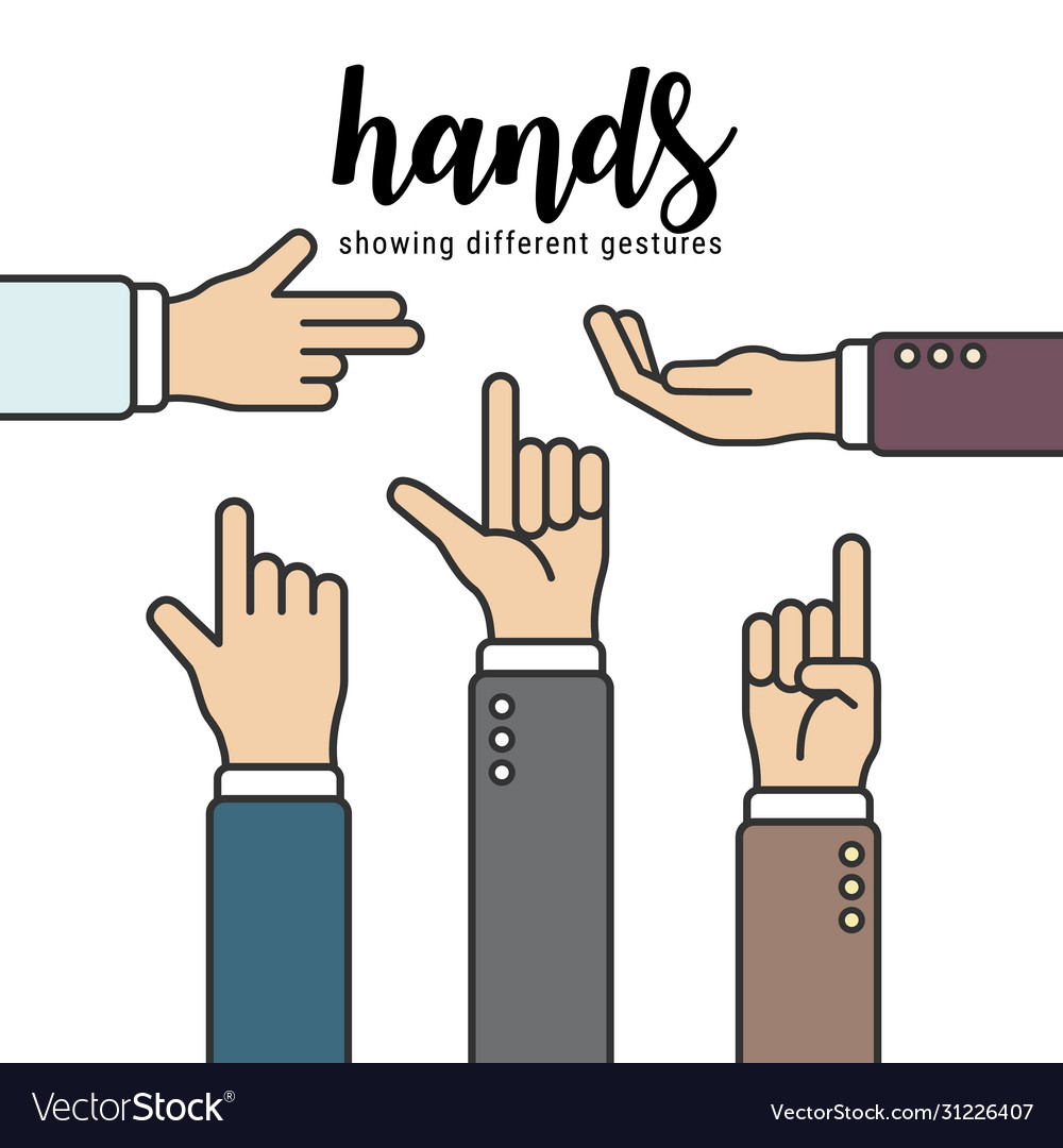 Hands showing different gestures for designer vector image Hands showing different gestures for designer