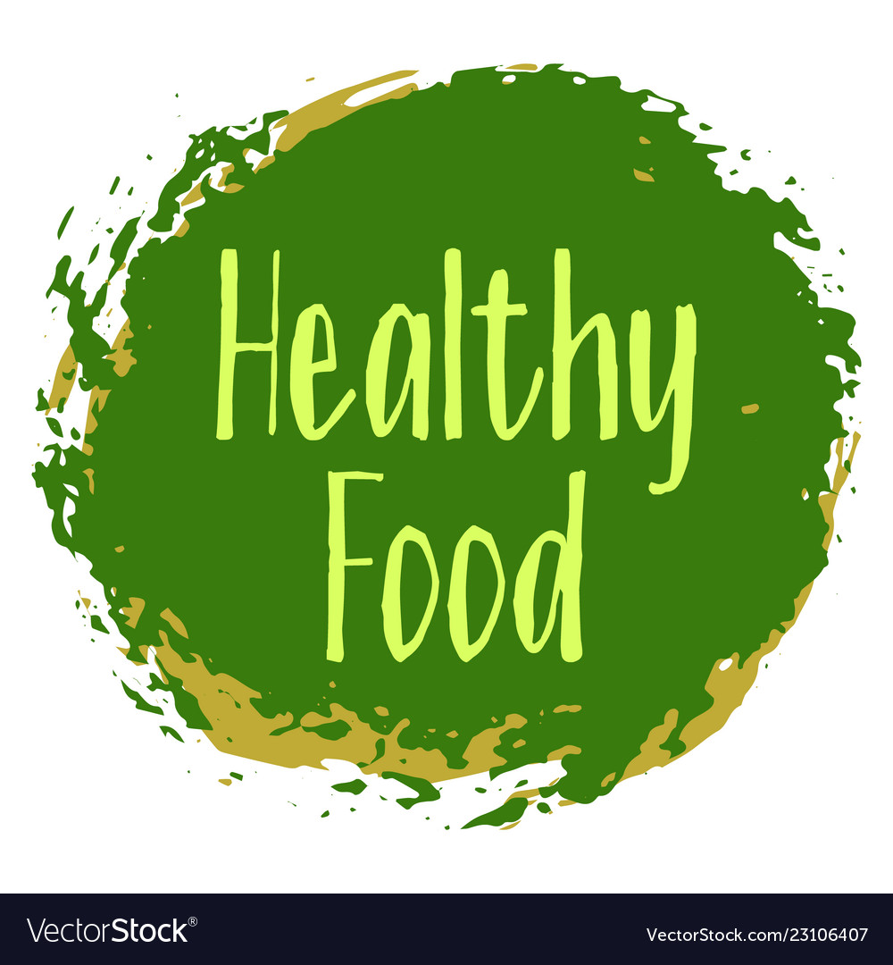 Healthy food icon painted label emblem Royalty Free Vector