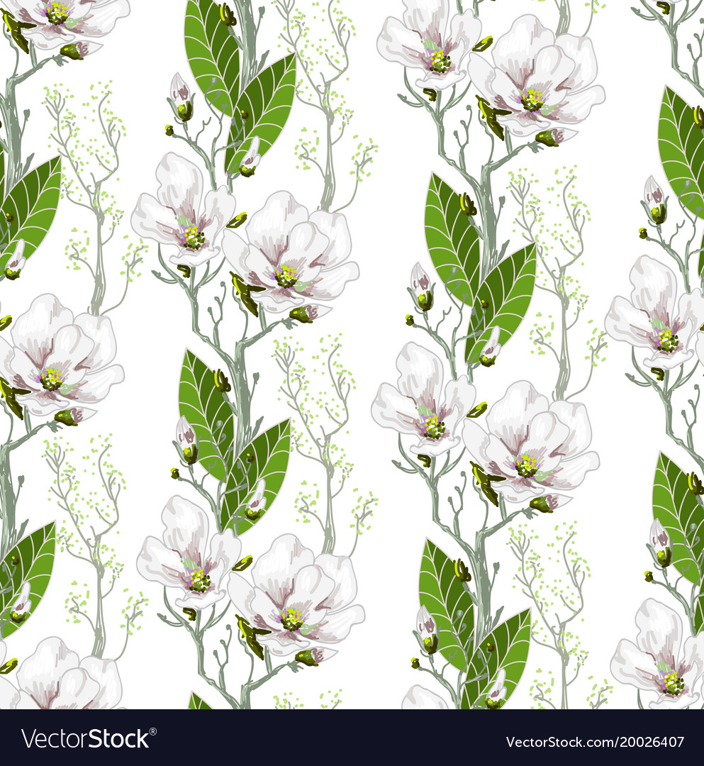 Magnolia Spring Seamless Pattern