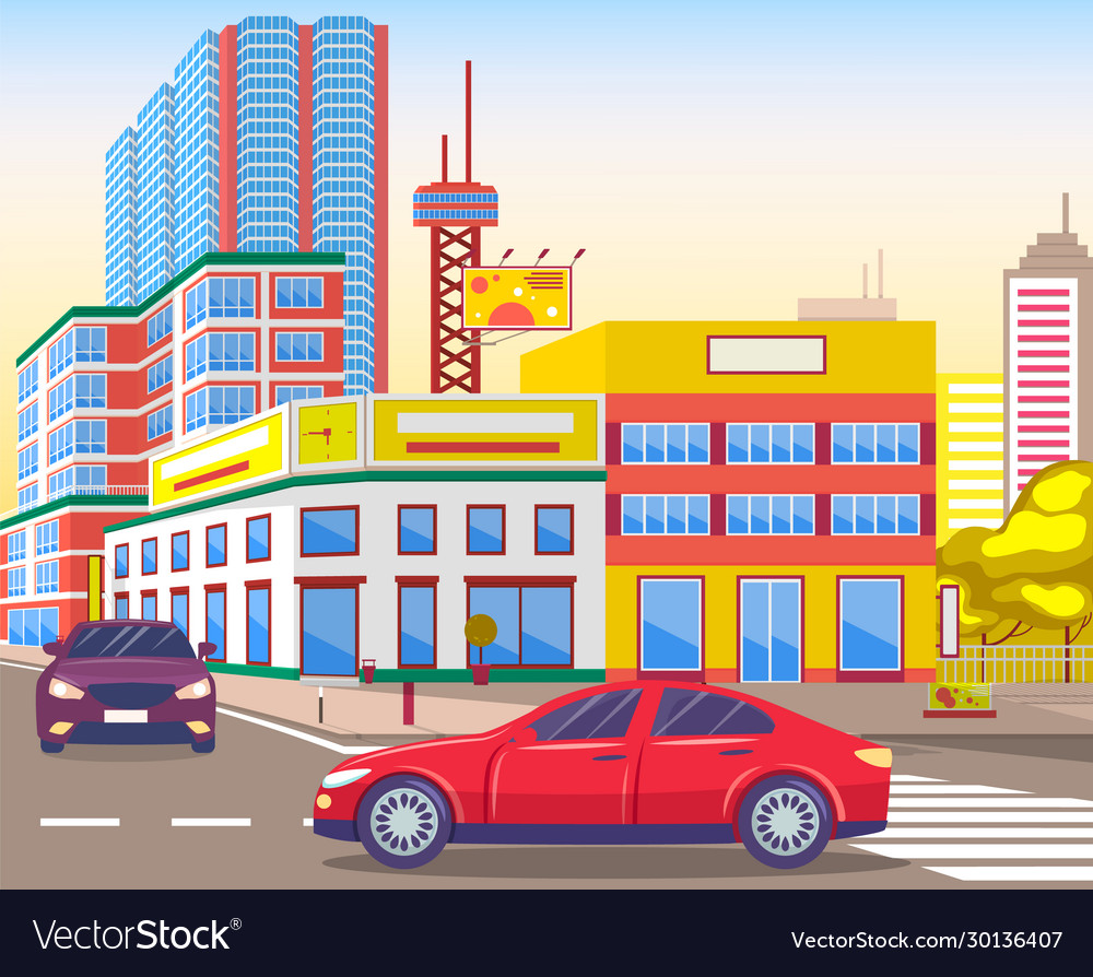 Moderne Stadtlandschaft mit Verkehr