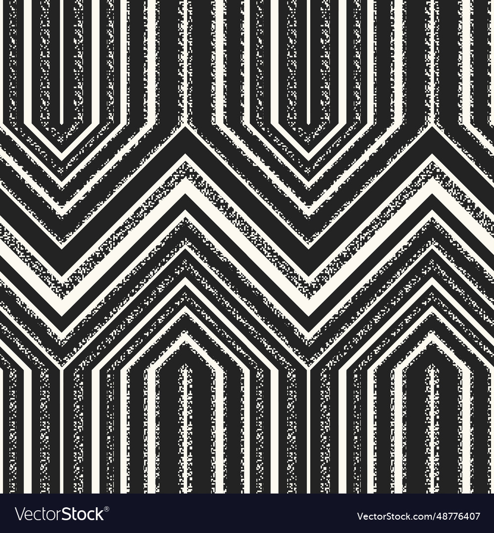 Monochrome glitch effect textured zigzag pattern