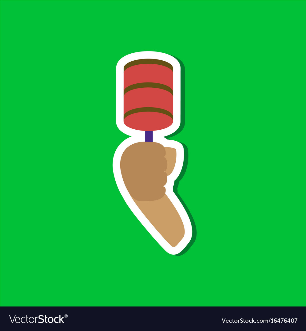 Paper sticker on stylish background hand