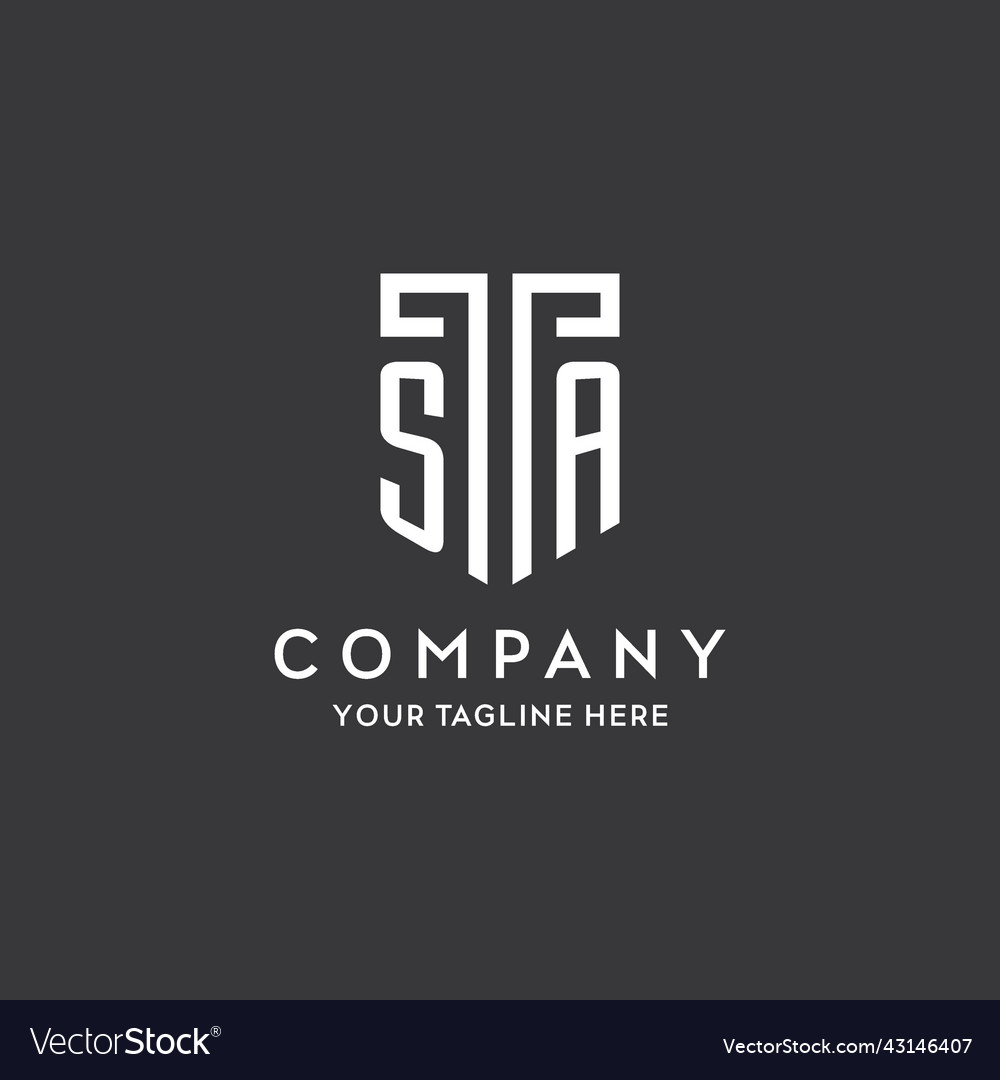Sa monogram initial name with shield shape icon Vector Image Sa monogram initial name with shield shape icon