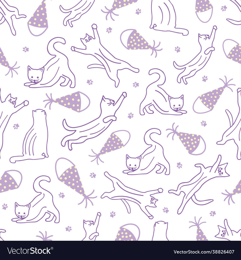 Seamless pattern with cats in different poses Vector Image Seamless pattern with cats in different poses