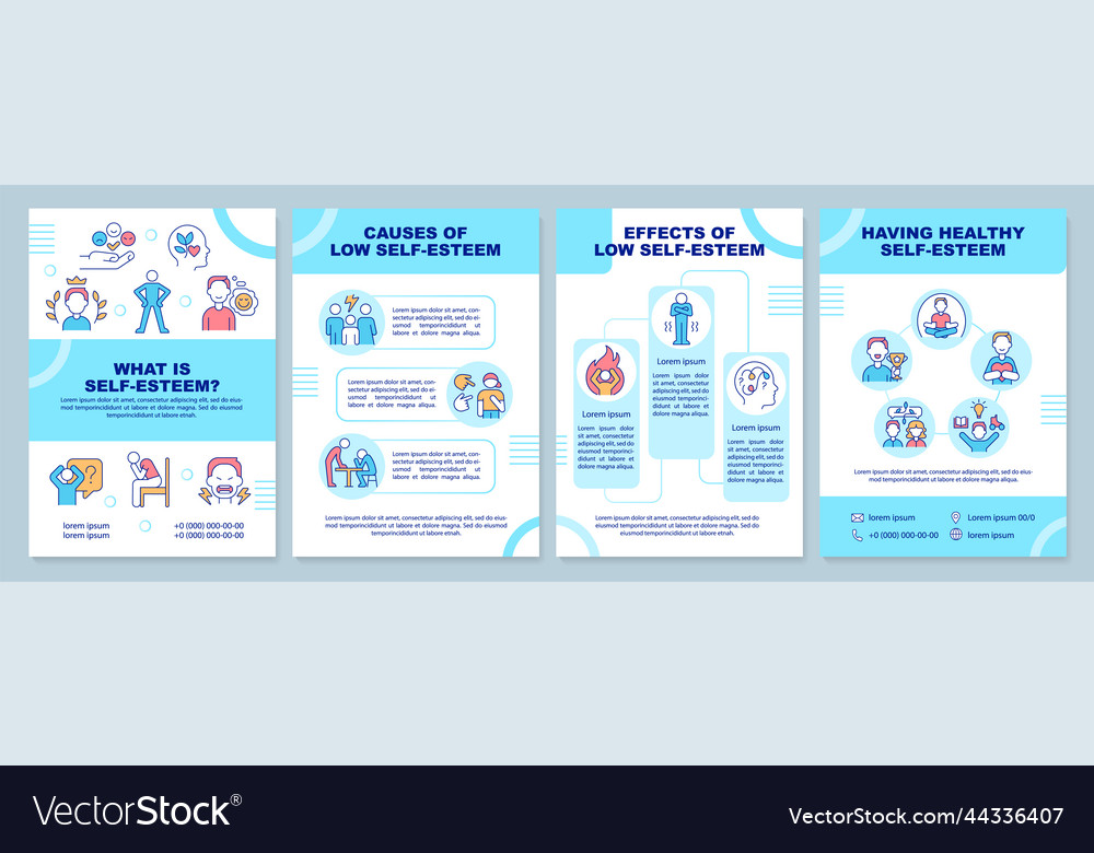 Self esteem blue brochure template Royalty Free Vector Image