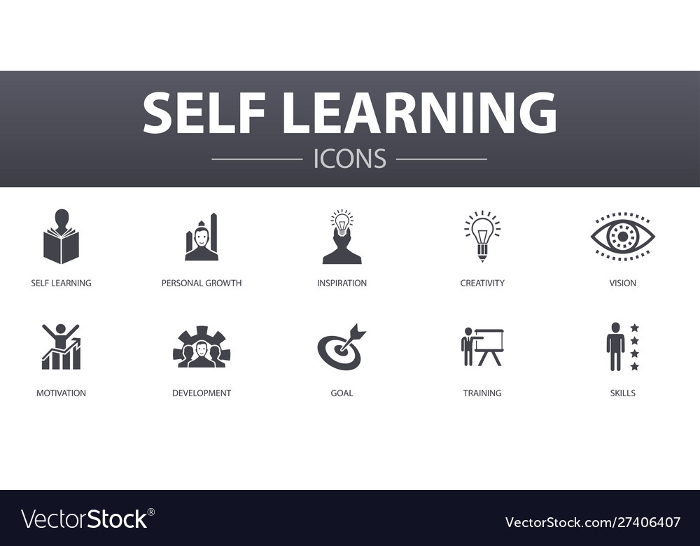 Self learning simple concept icons set contains