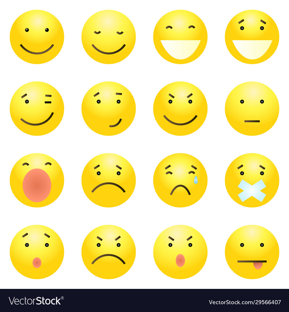 Set 16 yellow emoticons