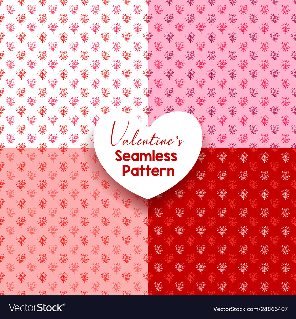 Set abstract heart seamless pattern background