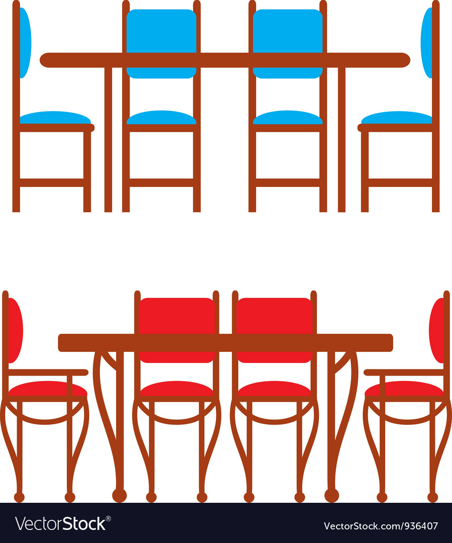 Set of dining tables and chairs Royalty Free Vector Image