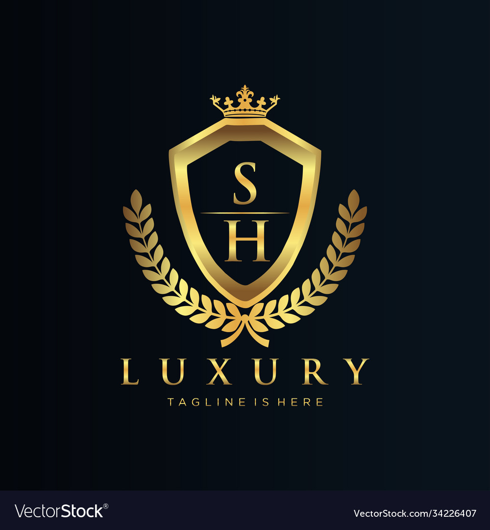 Sh Letter Initial With Royal Luxury Logo Template Vector Image