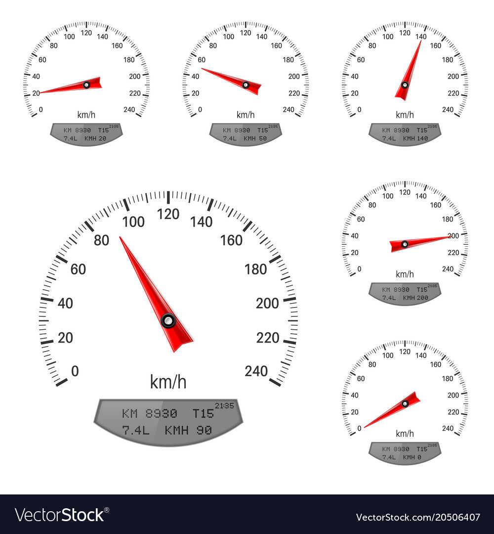 Speedometers round speed scale Royalty Free Vector Image