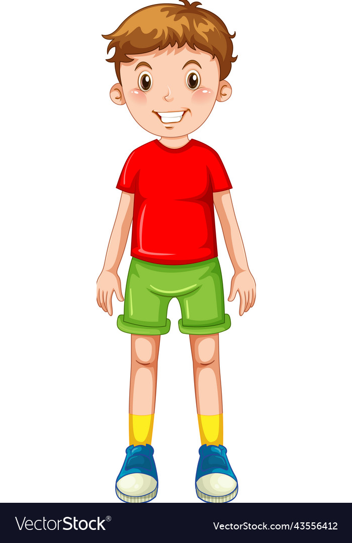 A boy wearing red t shirt cartoon Royalty Free Vector Image