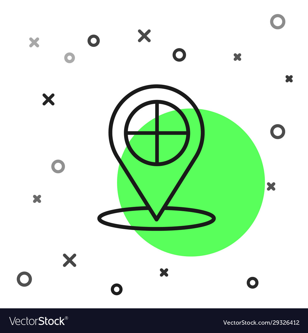 Schwarze Linie Kartenzeiger mit Taxi-Symbol isoliert Vector Image Schwarze Linie Kartenzeiger mit Taxi-Symbol isoliert