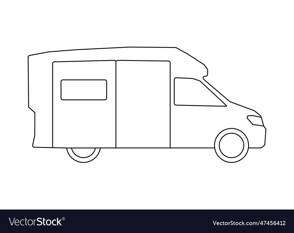 Car campervan transport model coloring line icon