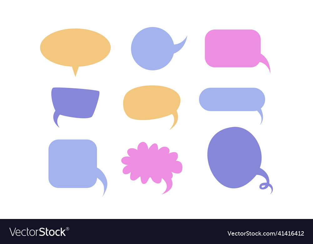 Collection of different colorful speech bubbles