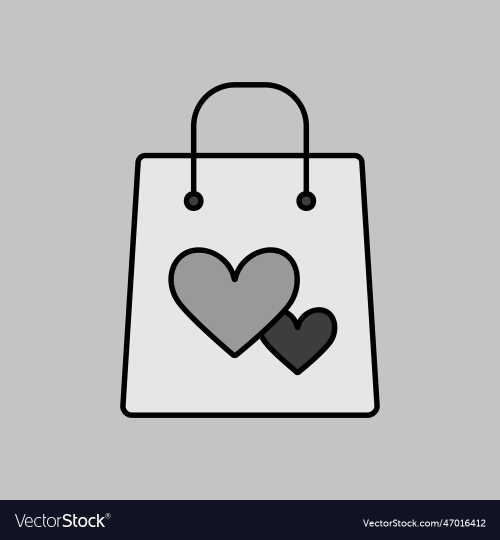 Gist bag with heart isolated icon
