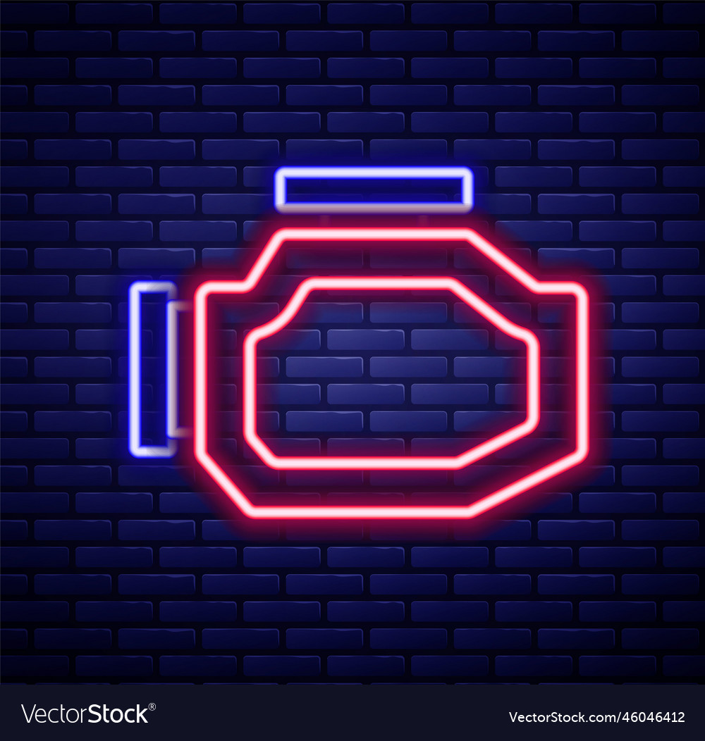 Glowing neon line check engine icon isolated Vector Image