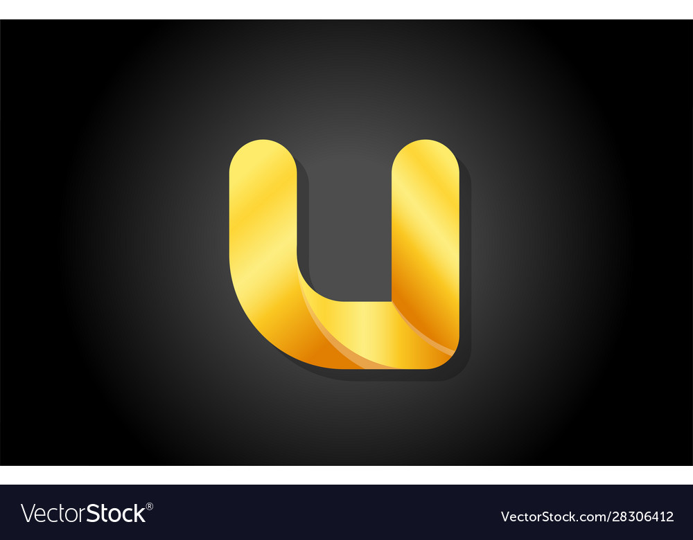 Gold golden gradient logo u alphabet letter