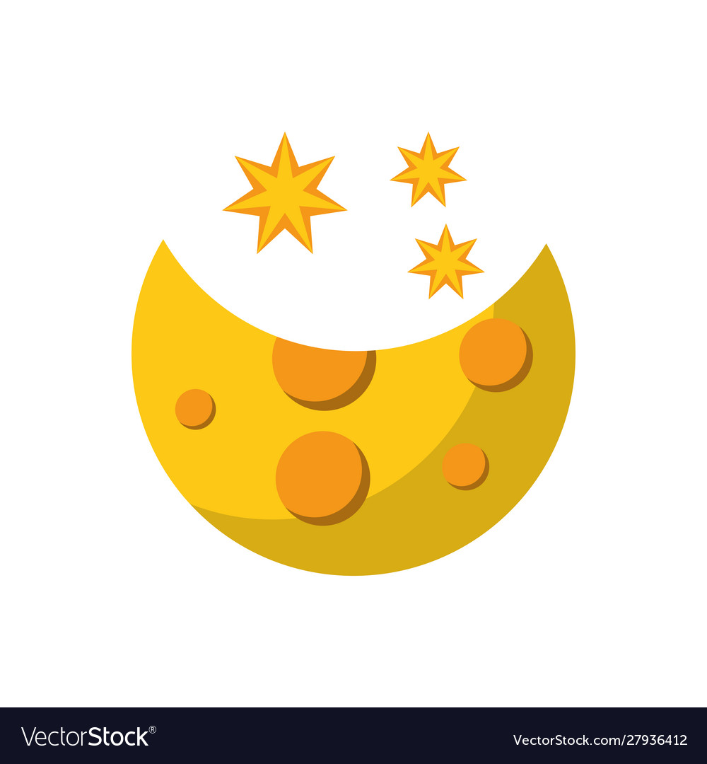 Half moon stars astrology flat icon image