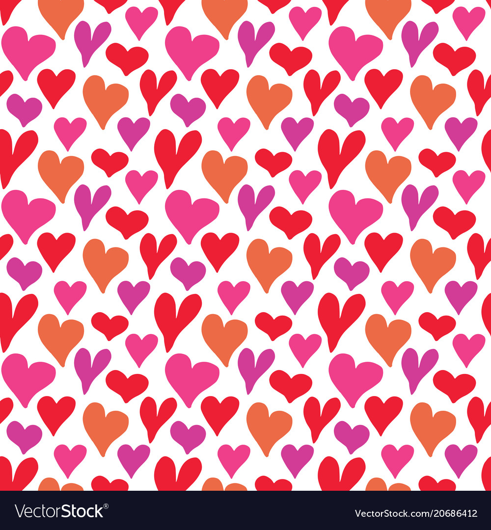 Heart symbol seamless pattern hand drawn sketch Vector Image