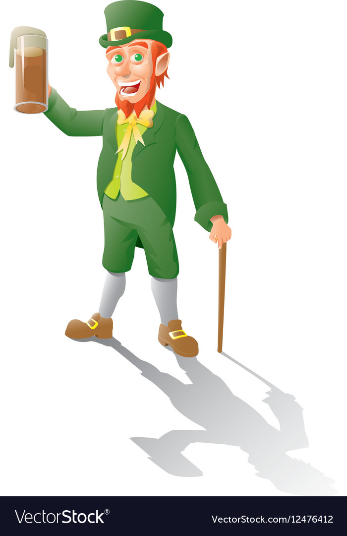 Leprechaun makes a toast with beer