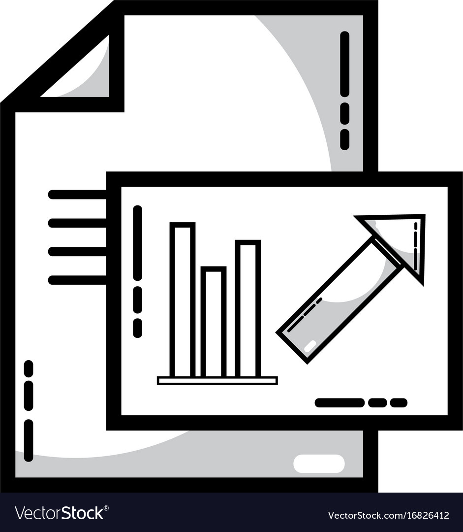 Line document with statistics bar diagram graphy