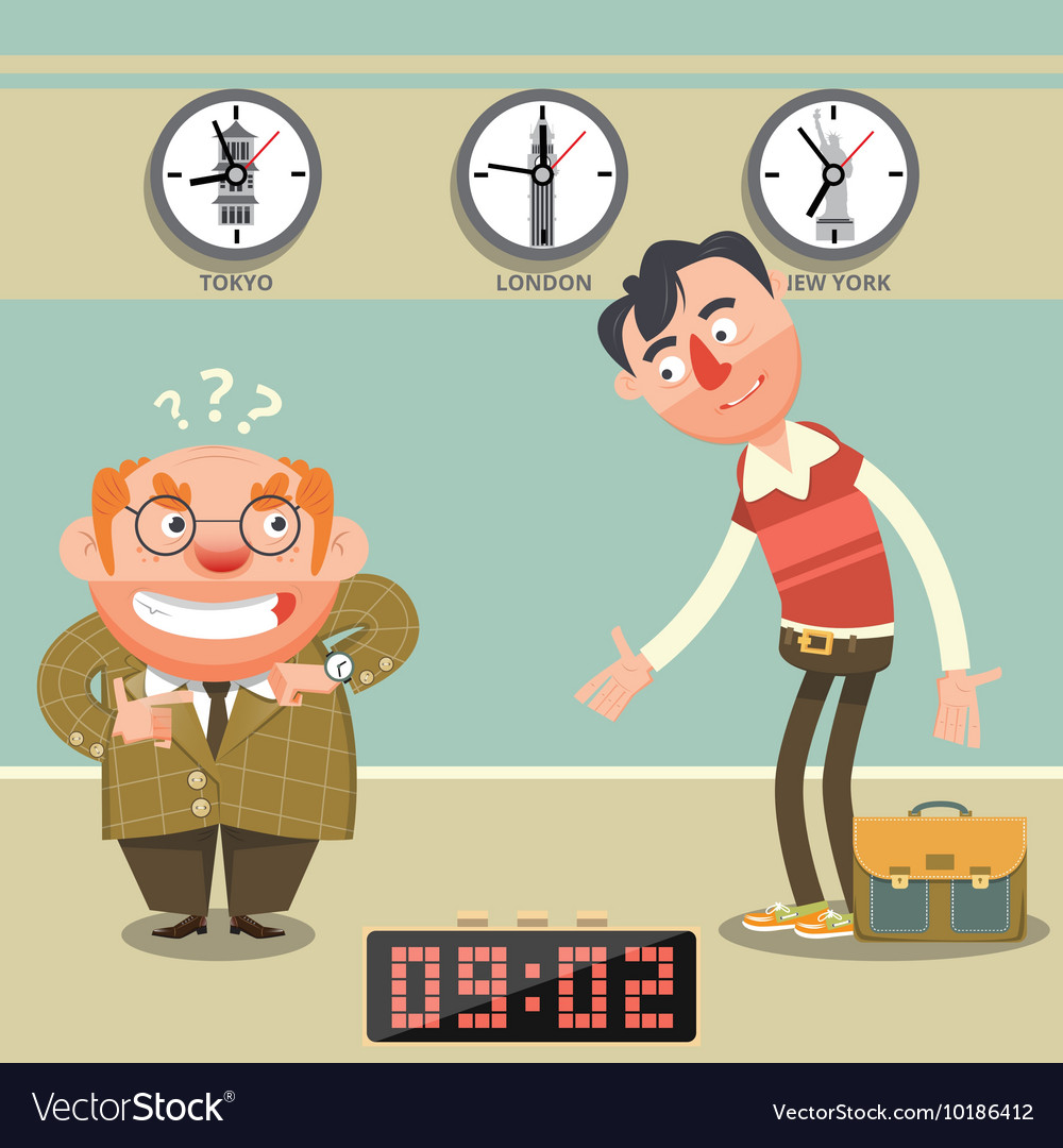 Man late for appointment cartoon royalty free vector image