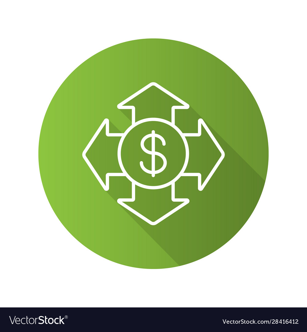 Money spending flat linear long shadow icon vector image Money spending flat linear long shadow icon