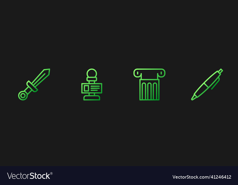 Set line ancient column medieval sword vector image Set line ancient column medieval sword