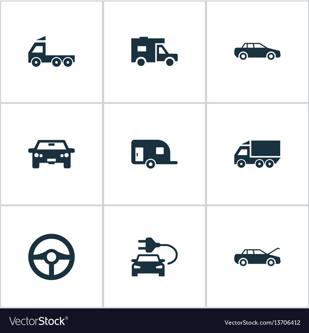 Set of simple automobile icons vector image Set of simple automobile icons