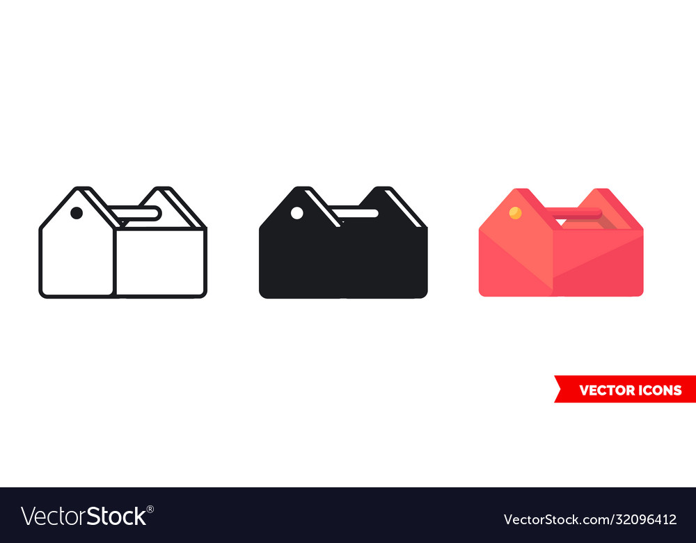 Toolbox icon 3 types isolated sign