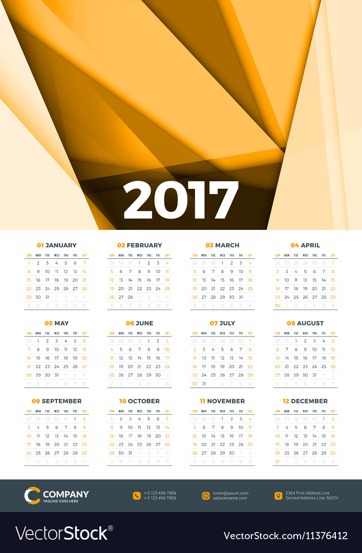 Wall calendar poster for 2017 year design print