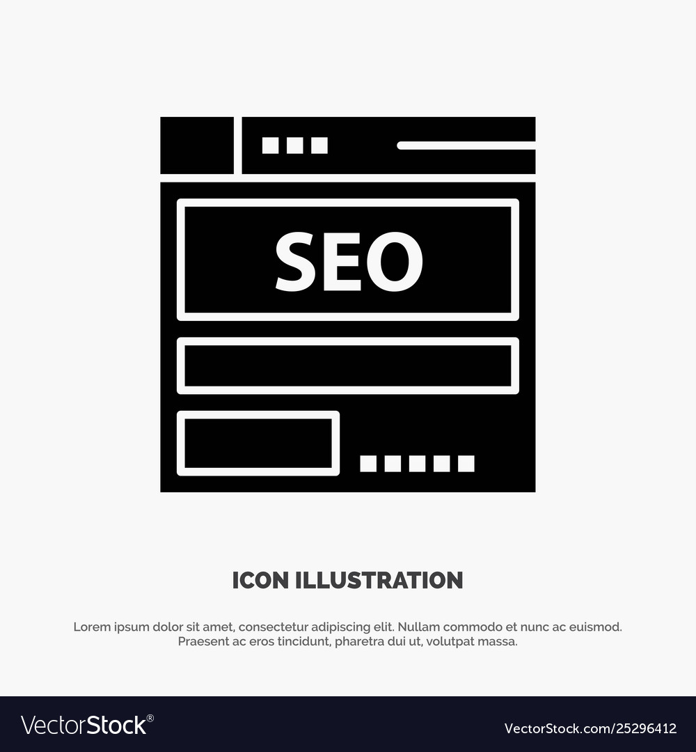 Website server data hosting seo tech solid glyph vector image Website server data hosting seo tech solid glyph
