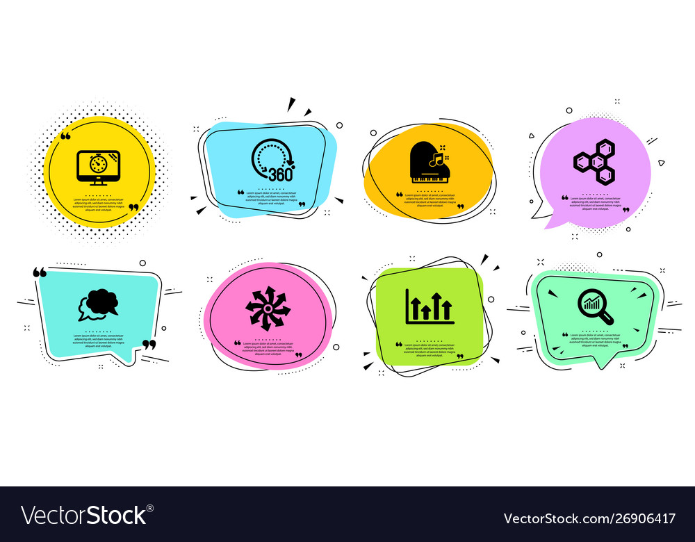 360 degrees data analysis and chat message icons Vector Image 360 degrees data analysis and chat message icons