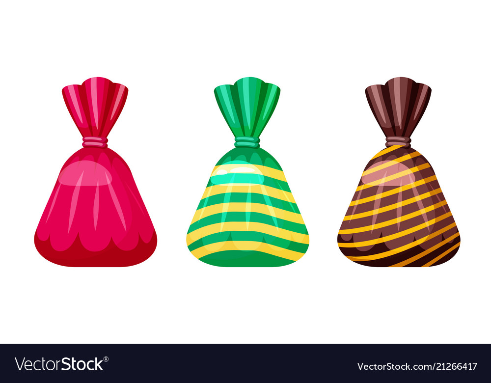 A set sweet candies in a package different Vector Image